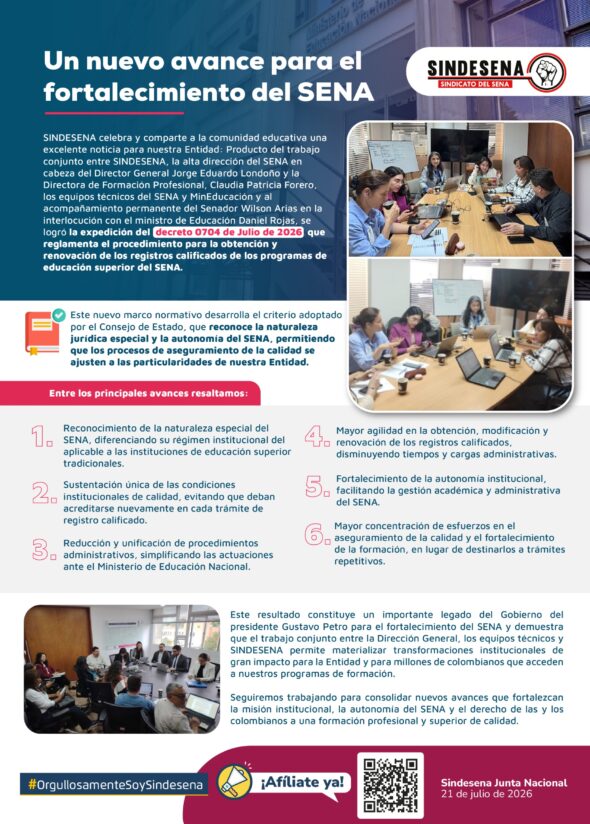 Un nuevo avance para fortalecimiento del SENA