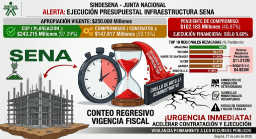 Alerta por la ejecución presupuestal de la infraestructura del SENA