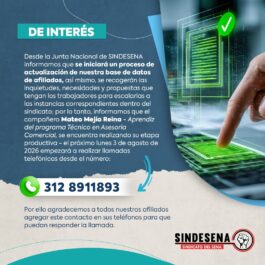 SINDESENA inicia proceso de actualización de datos y recolección de propuestas de afiliados