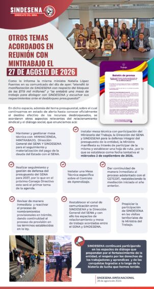 Otros temas acordados en reunión con Mintrabajo
