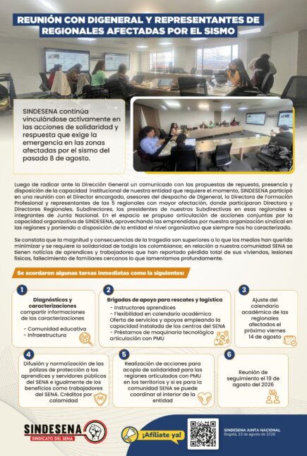 Reunión con Dirección General y representantes de las regiones afectadas por el sismo