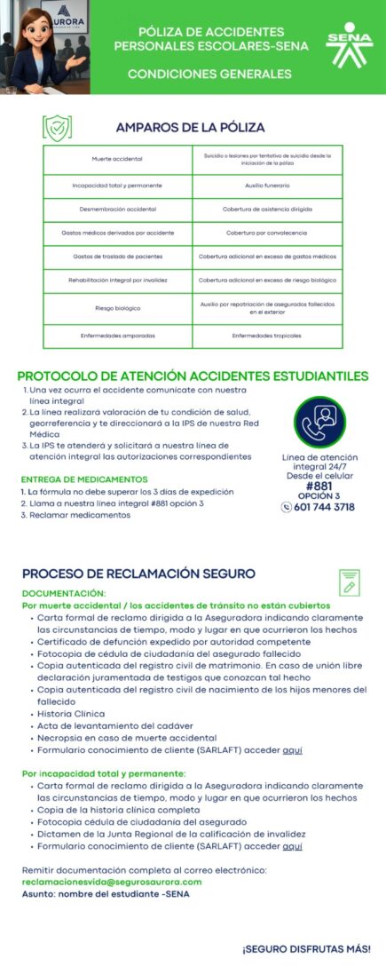 Continúa vigente la póliza de accidentes para aprendices