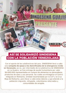 Así se solidarizó Sindesena con la población venezolana